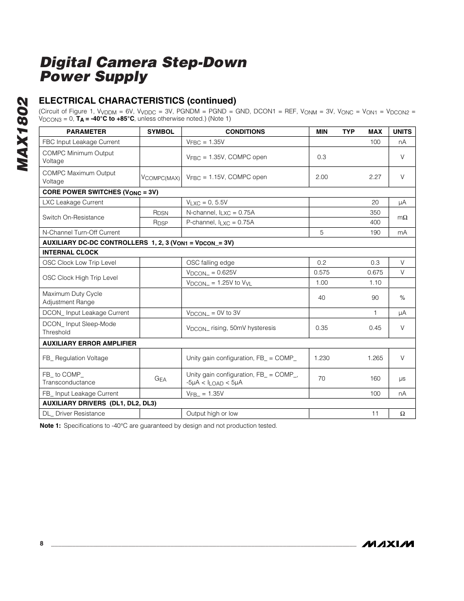 Max1802 digital camera step-down power supply | Rainbow Electronics MAX1802 User Manual | Page 8 / 28