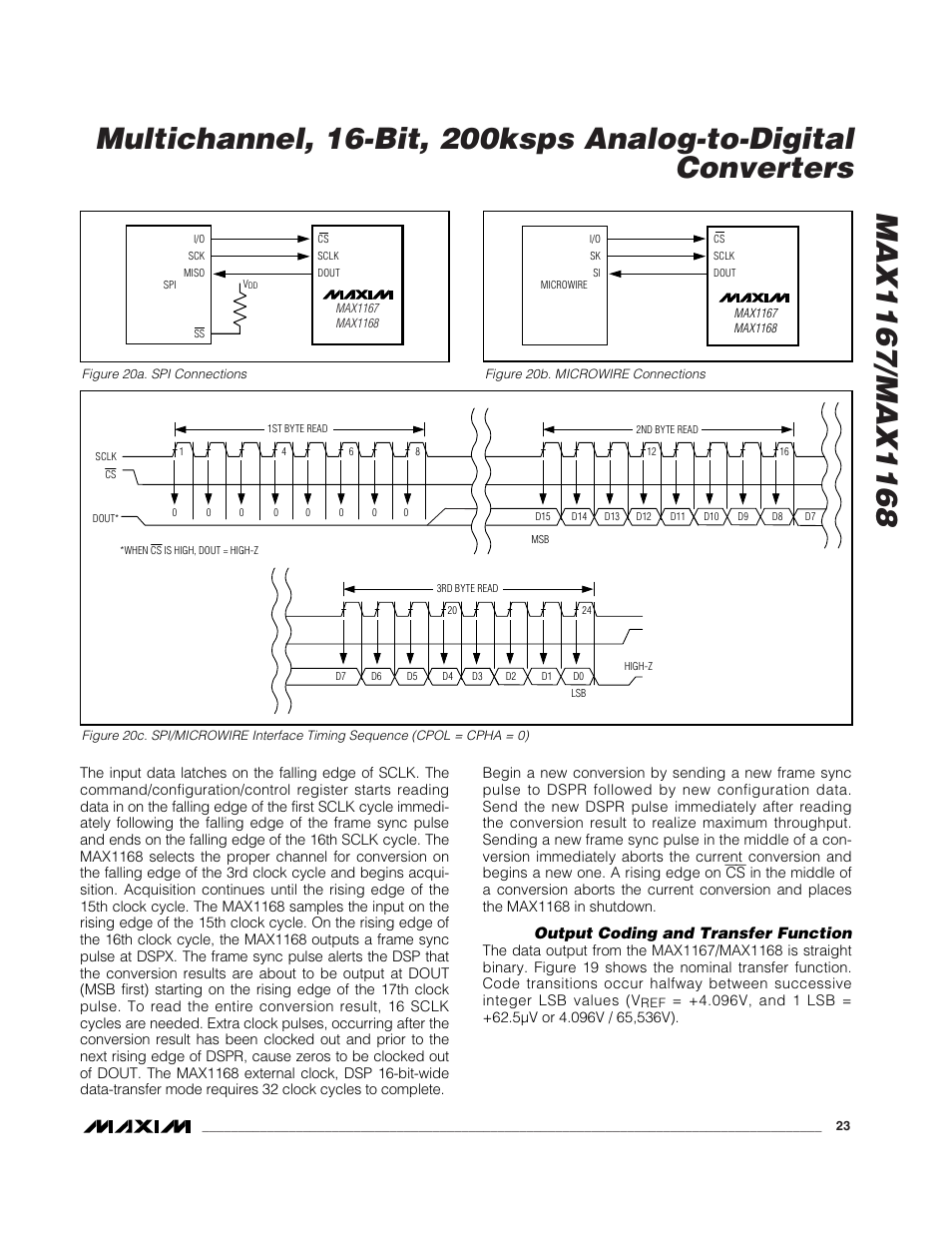 Output coding and transfer function | Rainbow Electronics MAX1168 User Manual | Page 23 / 30