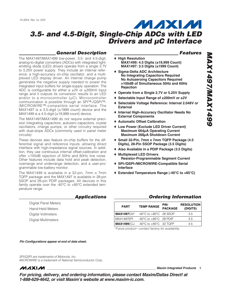 Rainbow Electronics MAX1499 User Manual | 33 pages