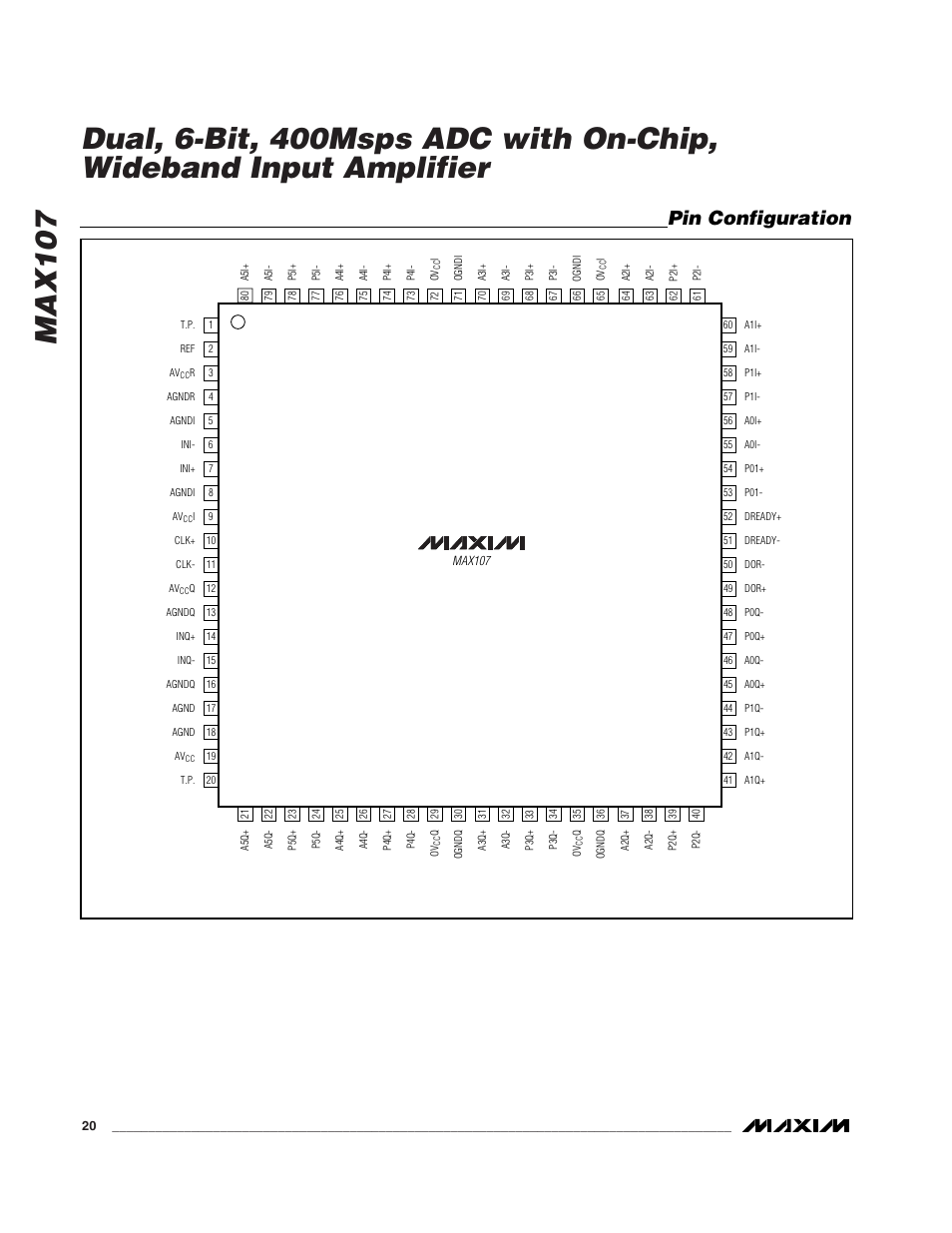 Pin configuration | Rainbow Electronics MAX107 User Manual | Page 20 / 21