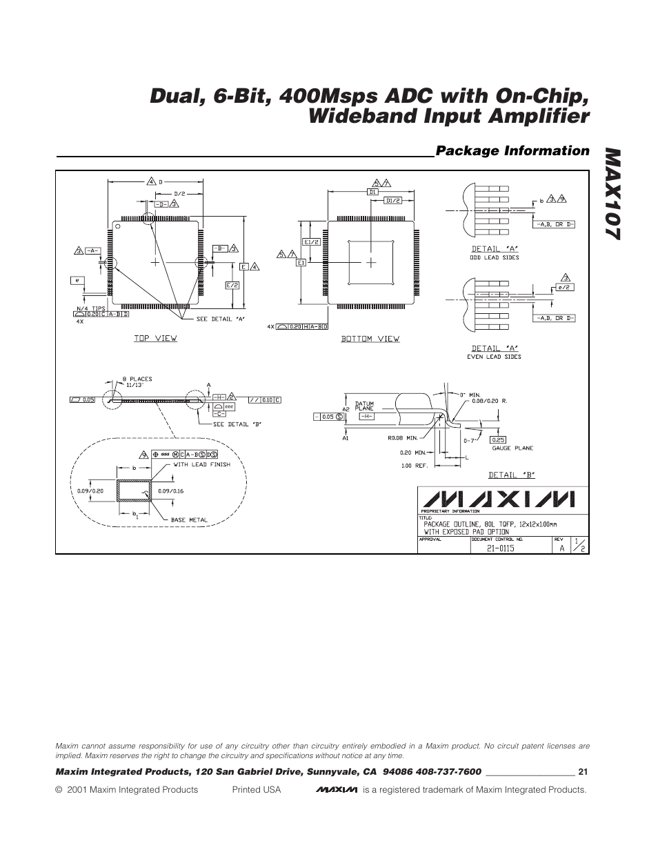 Rainbow Electronics MAX107 User Manual | Page 21 / 21