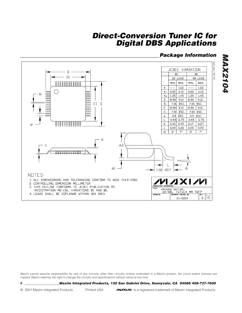 Max2104 | Rainbow Electronics MAX2104 User Manual | Page 9 / 9