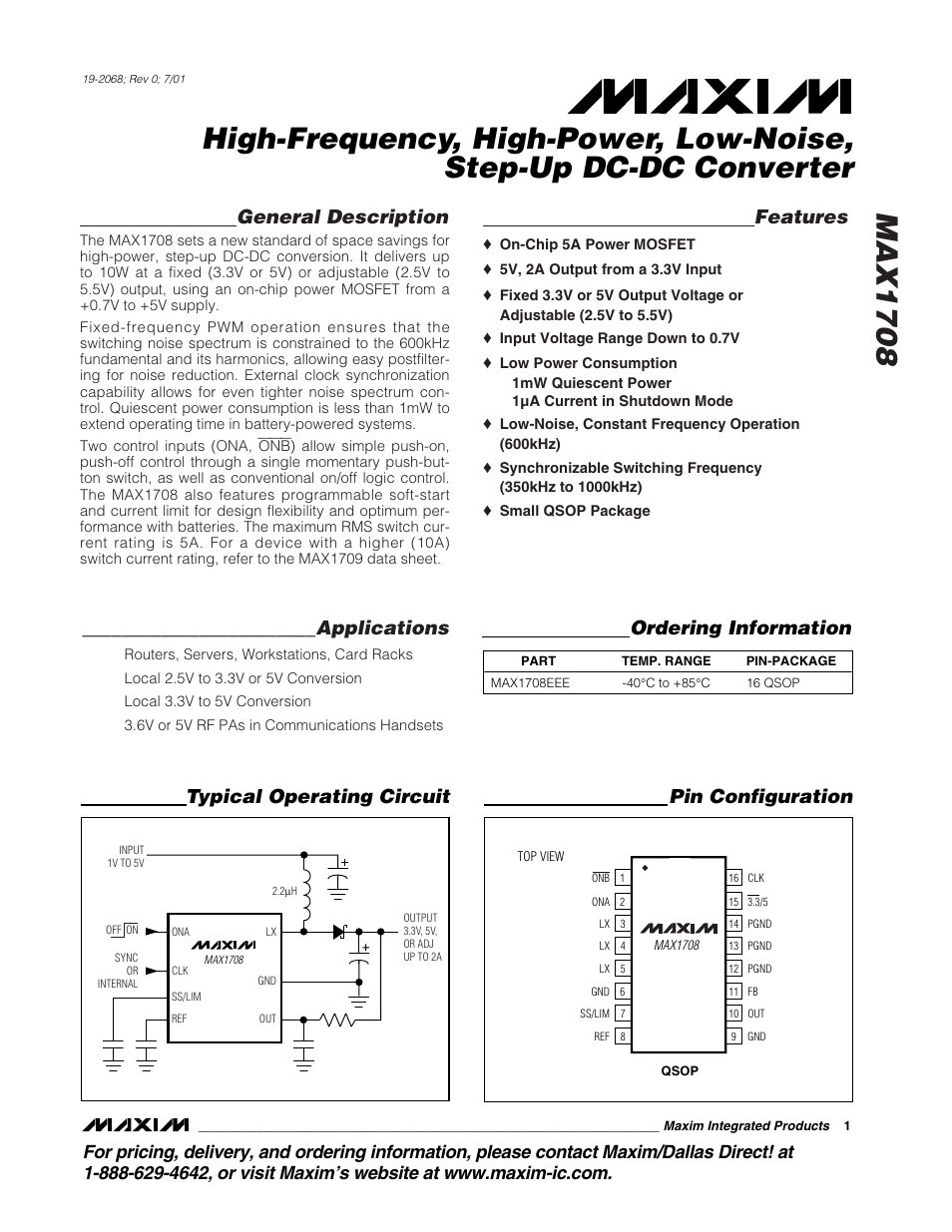 Rainbow Electronics MAX1708 User Manual | 13 pages