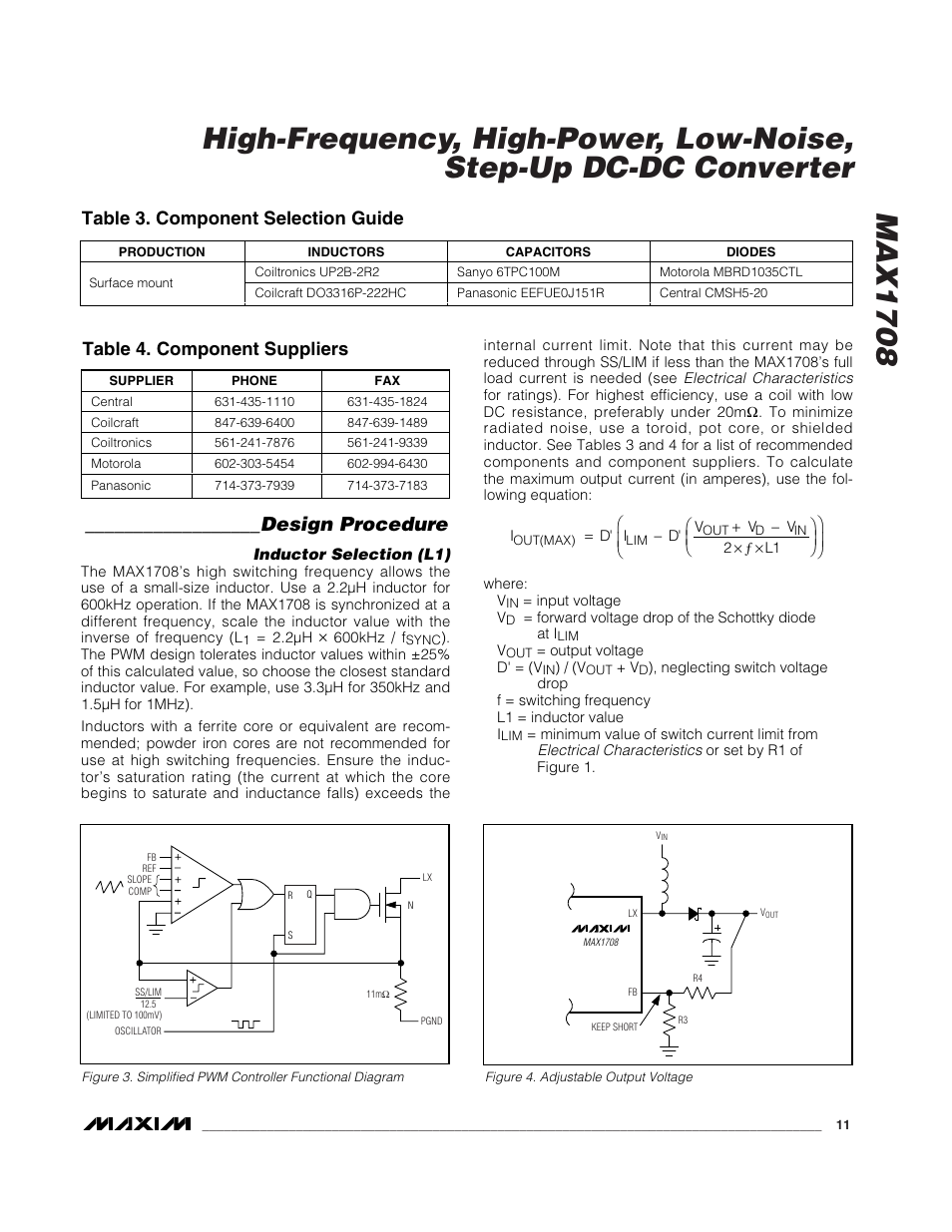 Design procedure | Rainbow Electronics MAX1708 User Manual | Page 11 / 13