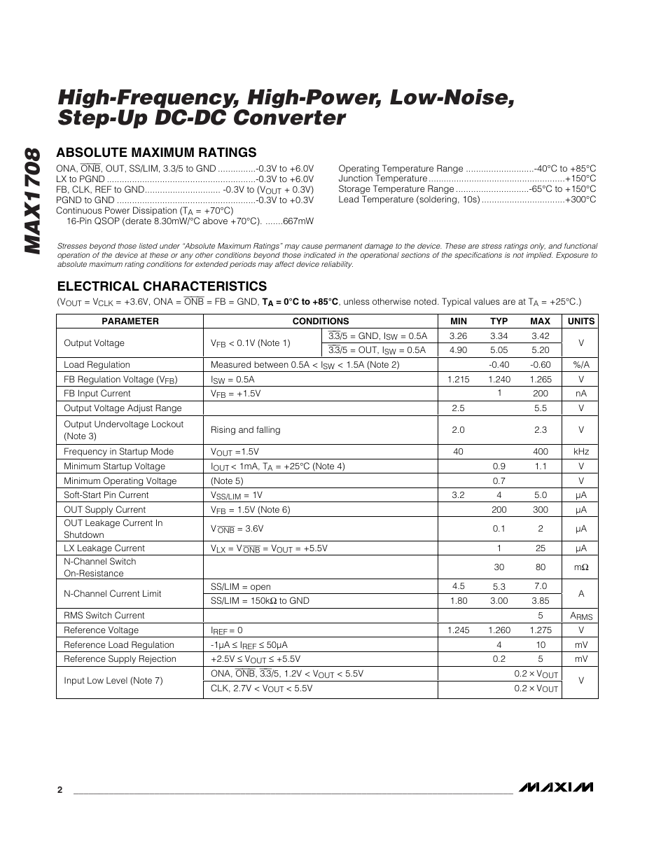 Rainbow Electronics MAX1708 User Manual | Page 2 / 13