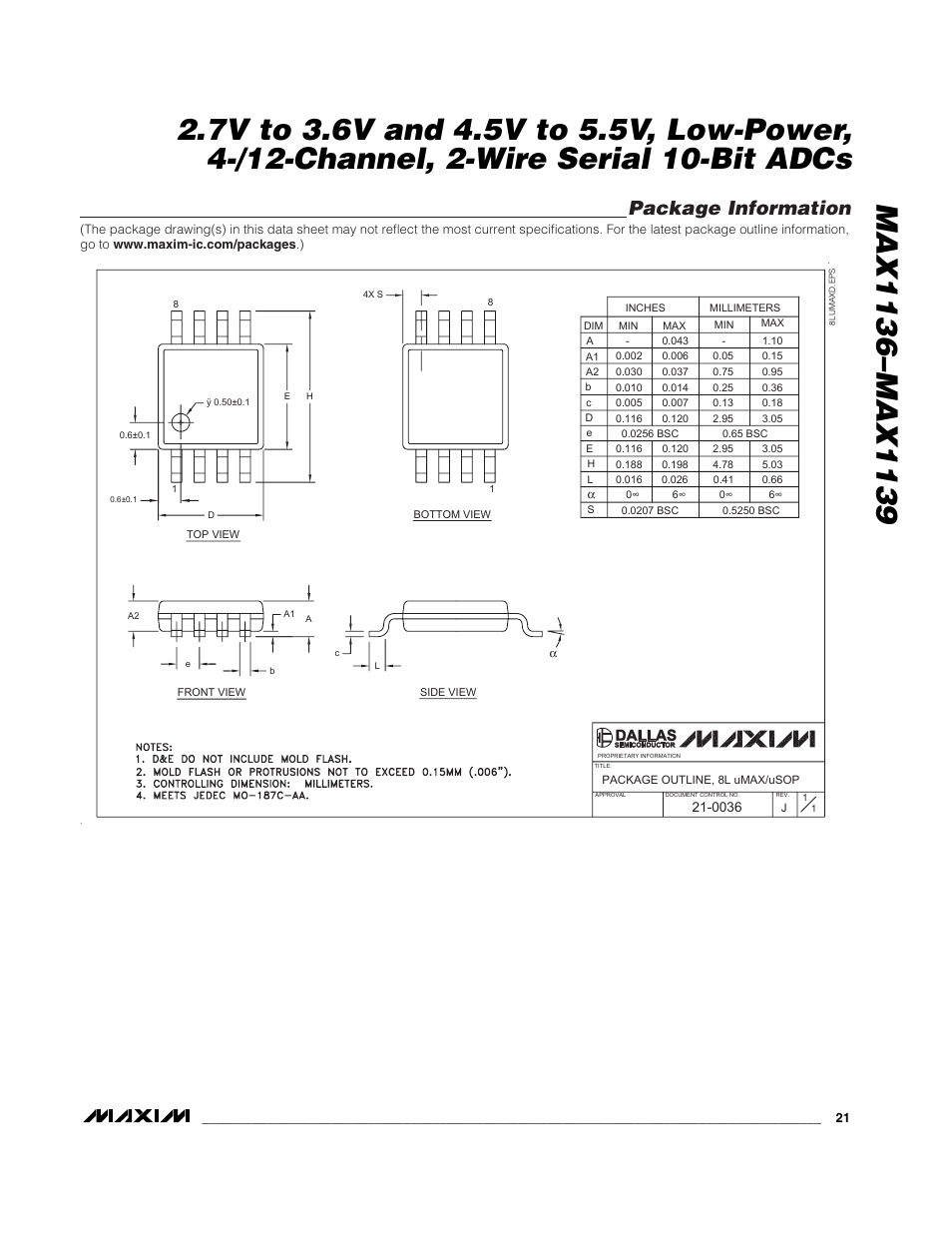 Package information | Rainbow Electronics MAX1139 User Manual | Page 21 / 22