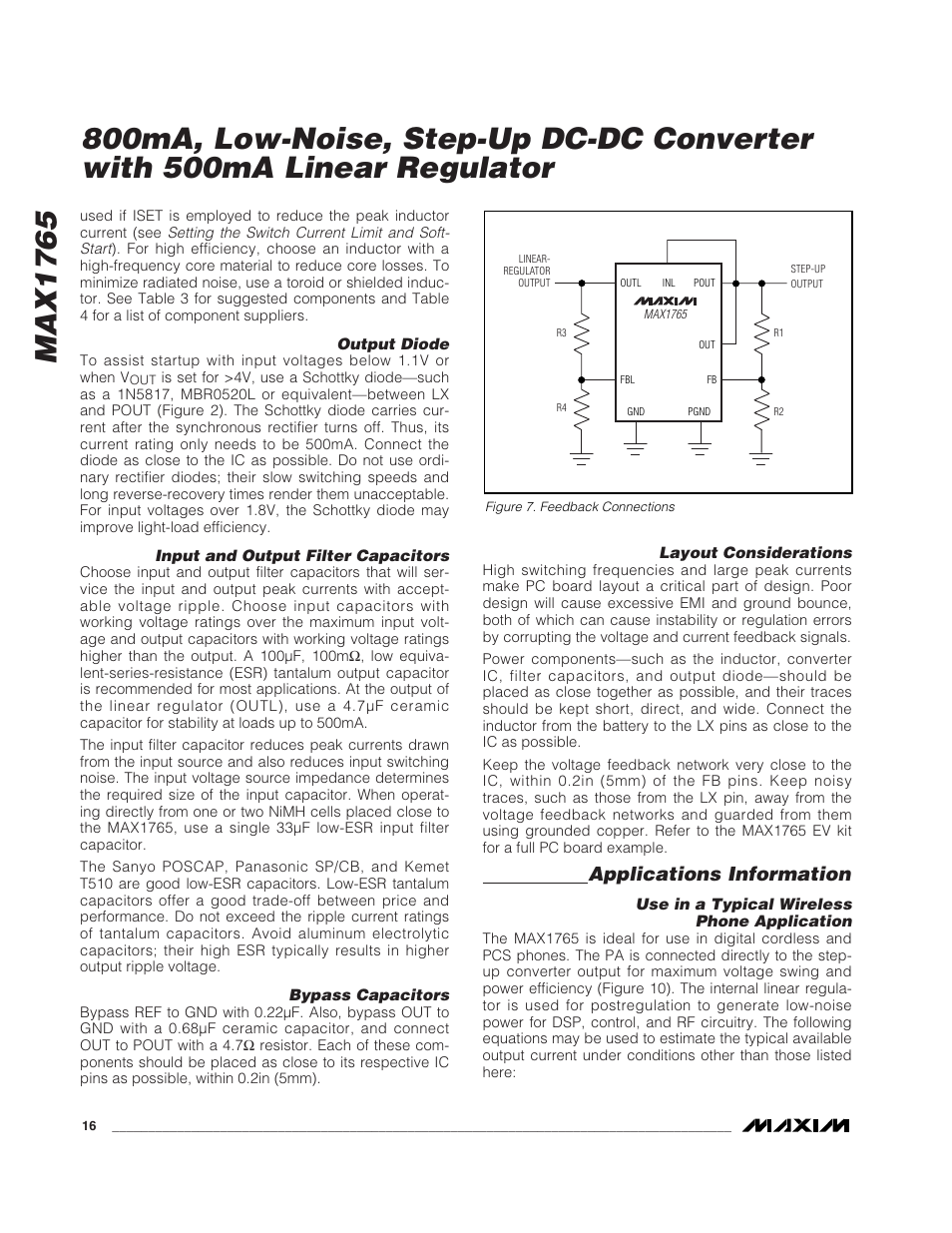 Max1765, Applications information | Rainbow Electronics MAX1765 User Manual | Page 16 / 19