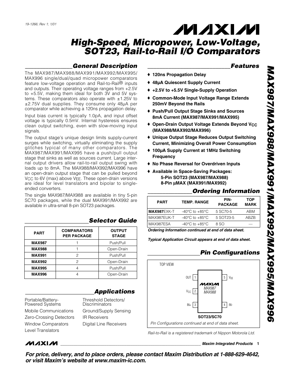 Rainbow Electronics MAX996 User Manual | 12 pages