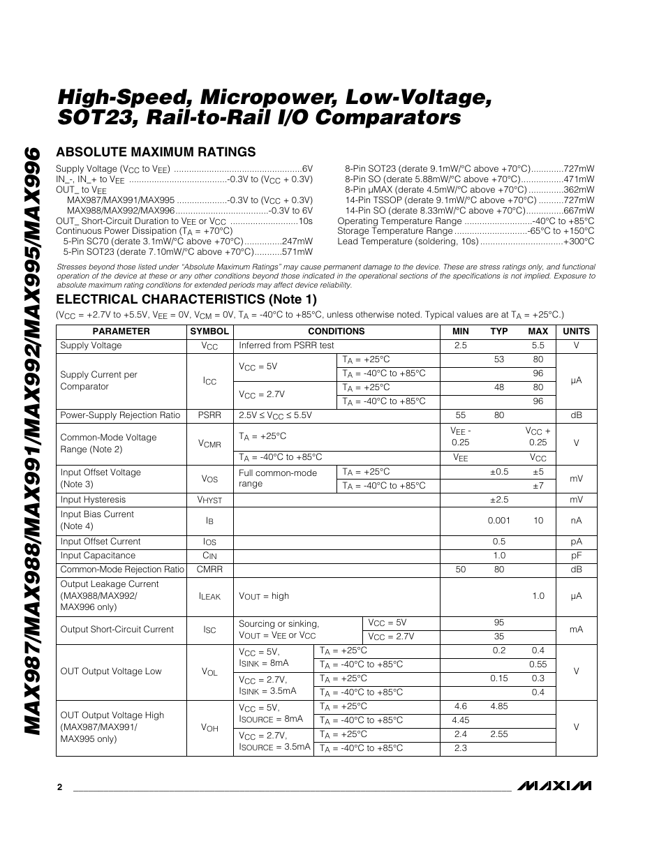 Rainbow Electronics MAX996 User Manual | Page 2 / 12