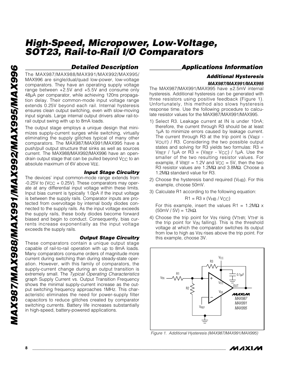 Detailed description, Applications information | Rainbow Electronics MAX996 User Manual | Page 8 / 12