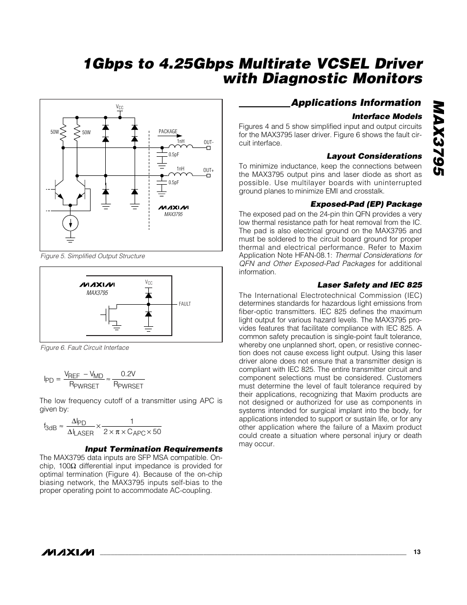 Applications information | Rainbow Electronics MAX3795 User Manual | Page 13 / 15