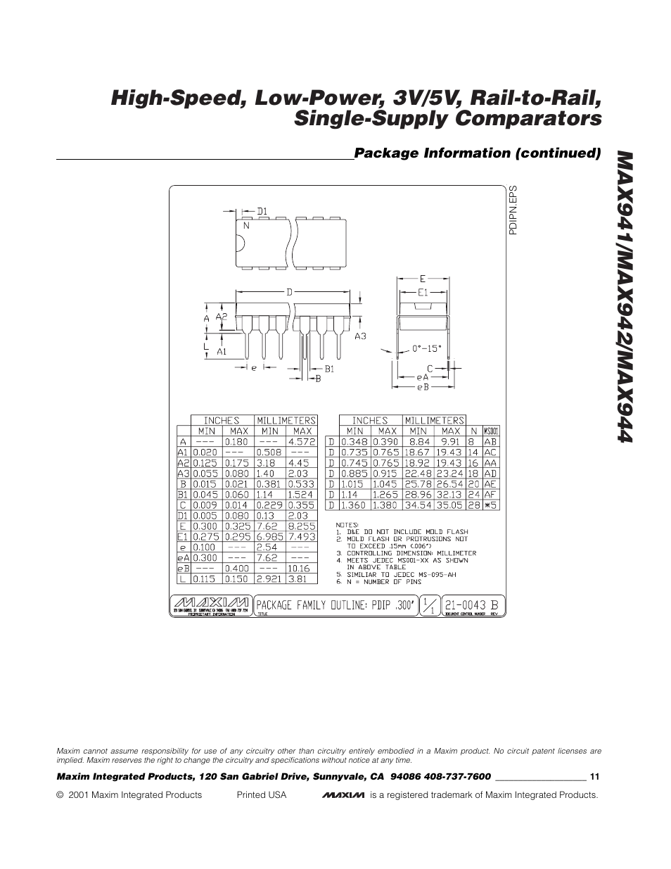 Rainbow Electronics MAX944 User Manual | Page 11 / 11