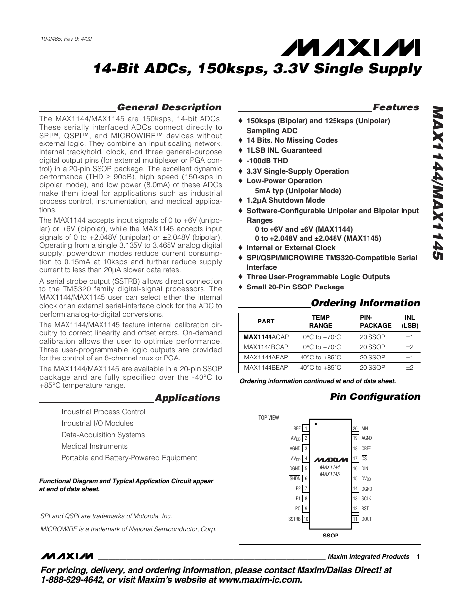 Rainbow Electronics MAX1145 User Manual | 18 pages