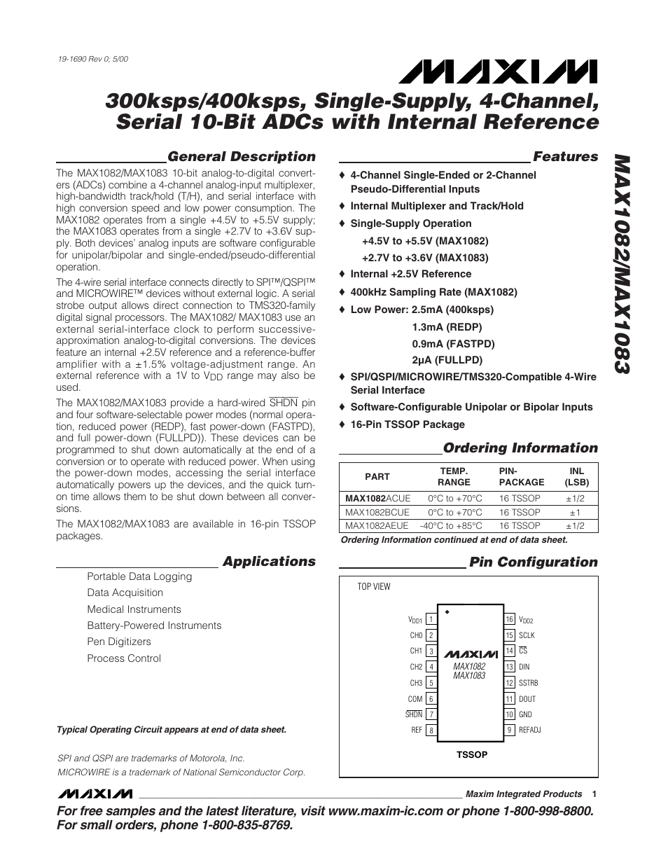 Rainbow Electronics MAX1083 User Manual | 24 pages