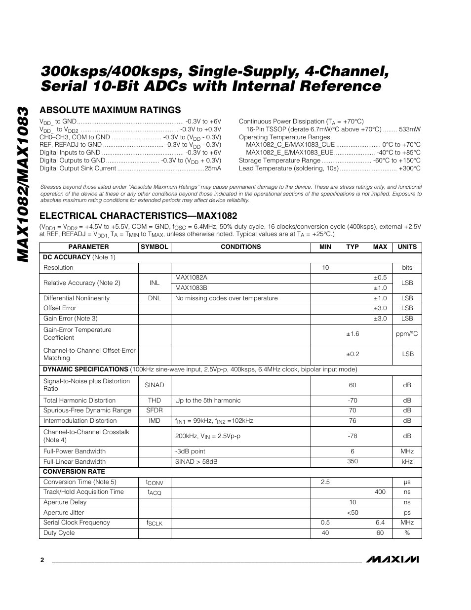 Rainbow Electronics MAX1083 User Manual | Page 2 / 24
