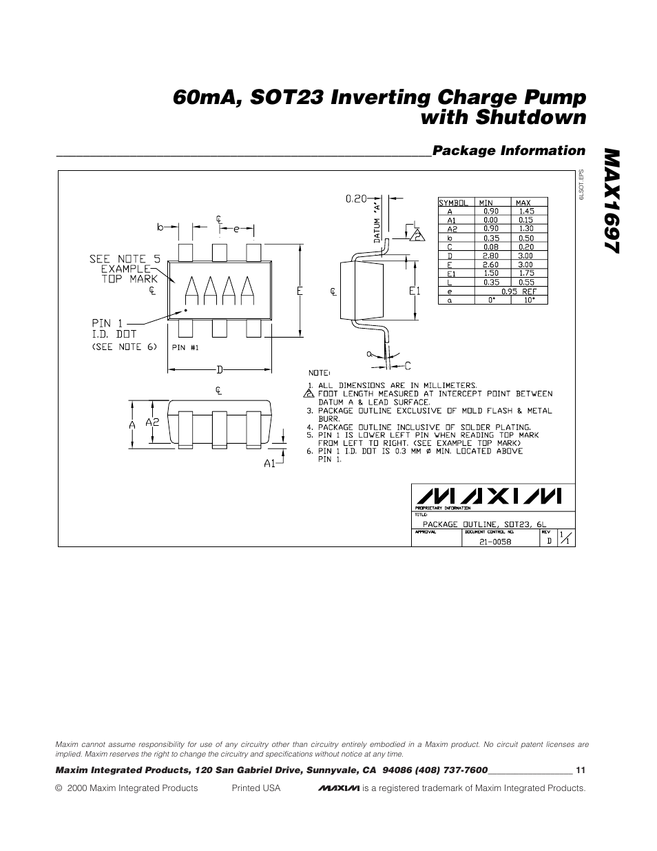 Rainbow Electronics MAX1697 User Manual | Page 11 / 11