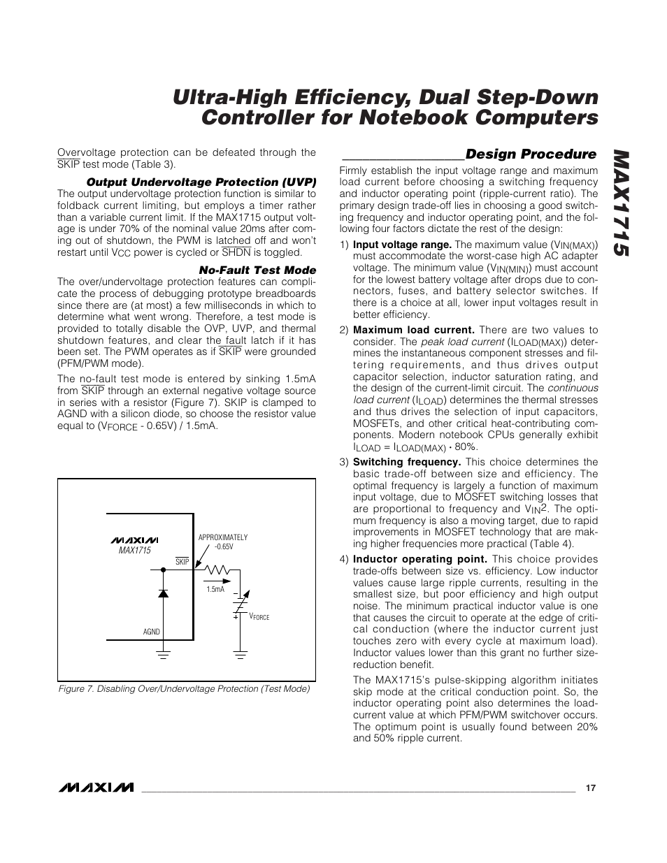 Design procedure | Rainbow Electronics MAX1715 User Manual | Page 17 / 25