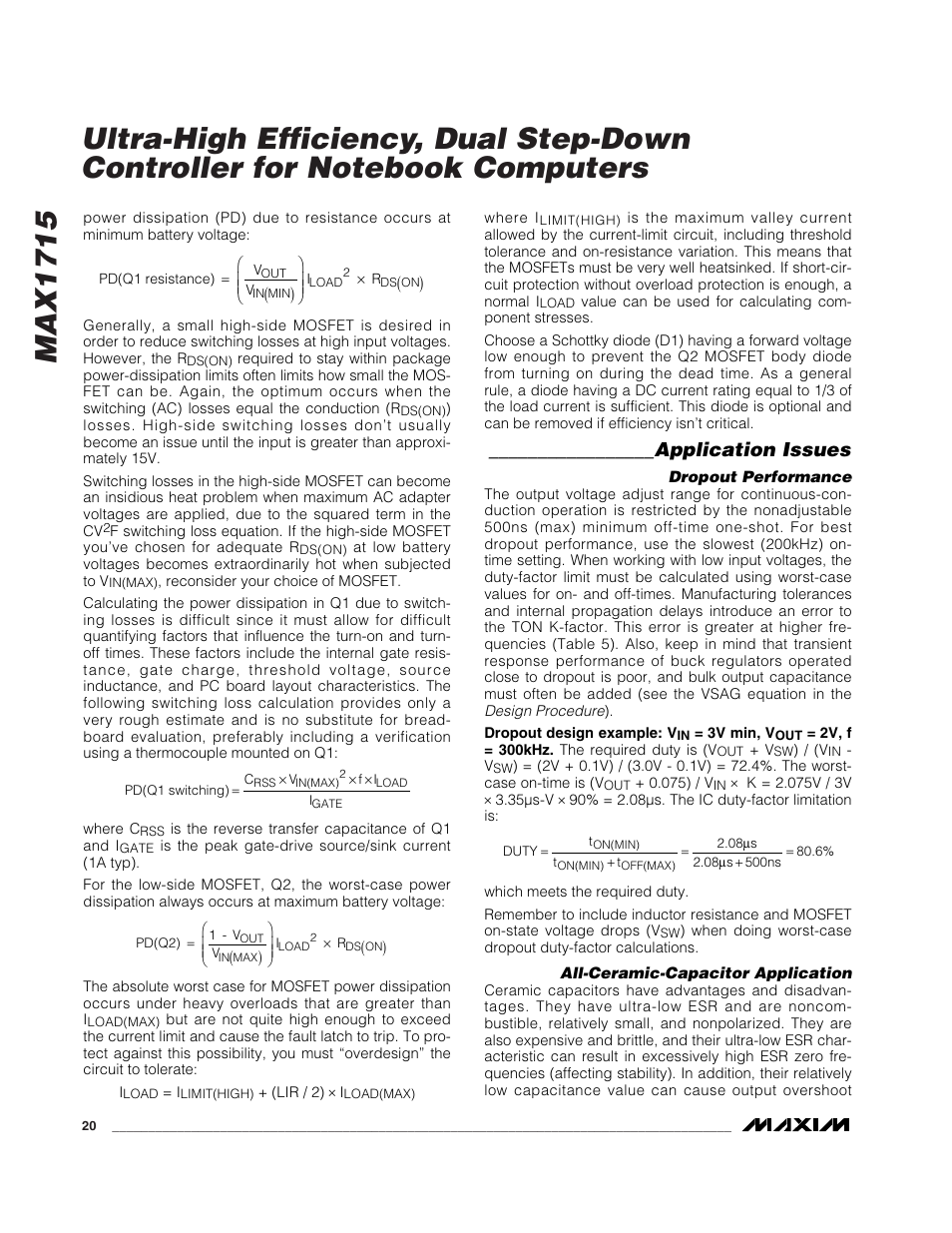 Application issues | Rainbow Electronics MAX1715 User Manual | Page 20 / 25