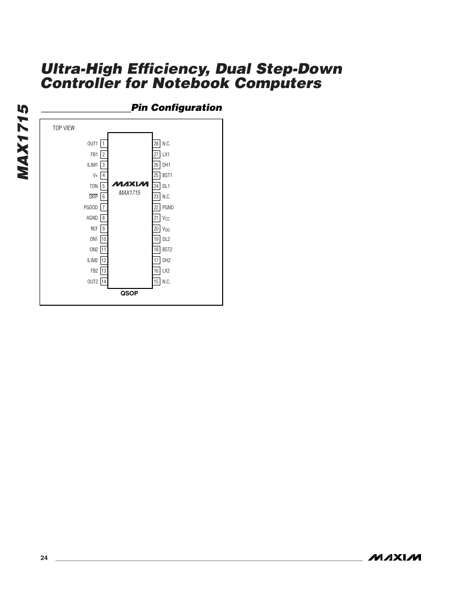 Pin configuration | Rainbow Electronics MAX1715 User Manual | Page 24 / 25