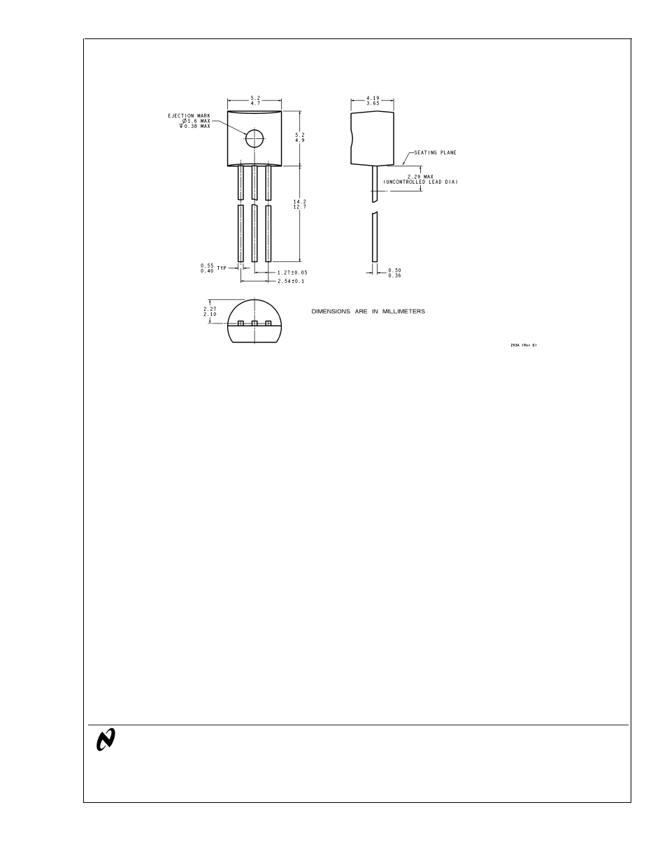 Physical dimensions | Rainbow Electronics LM335A User Manual | Page 14 / 14