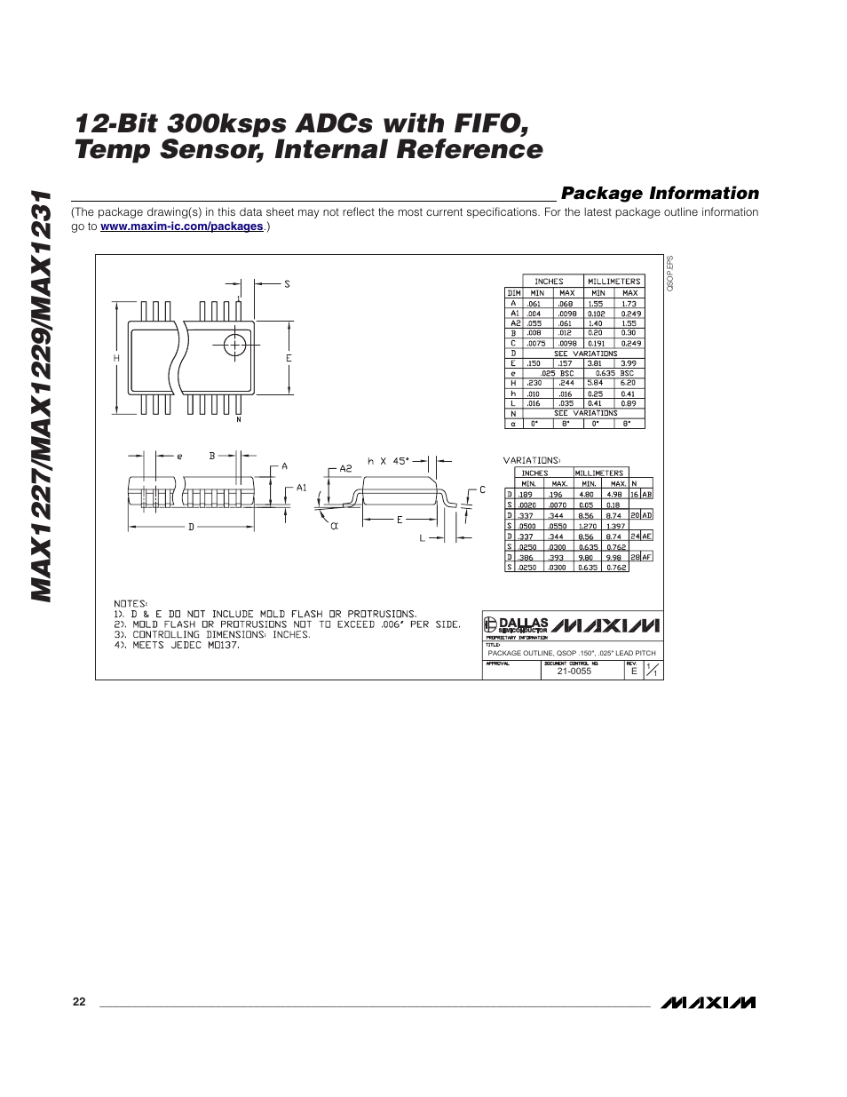 Package information | Rainbow Electronics MAX1231 User Manual | Page 22 / 24