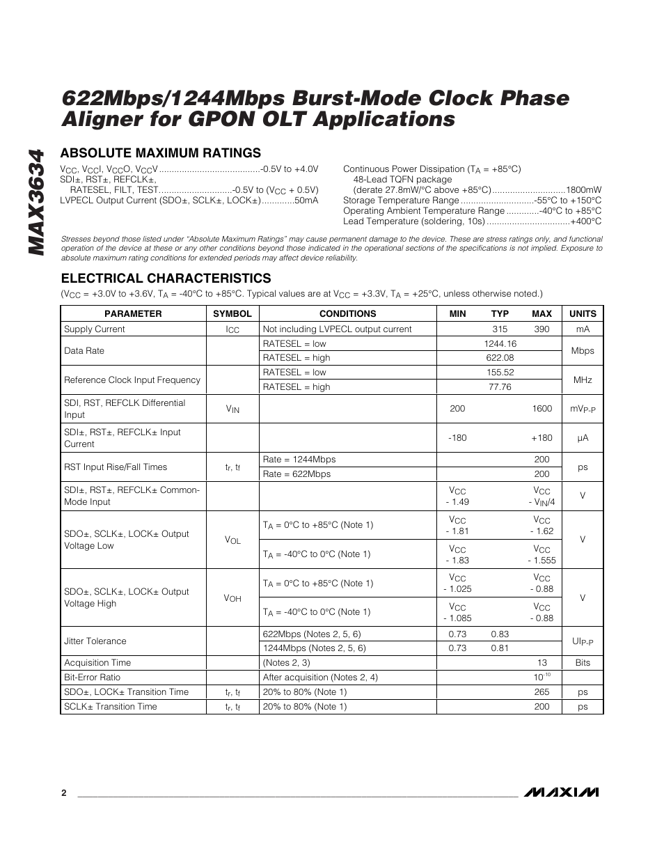 Rainbow Electronics MAX3634 User Manual | Page 2 / 8