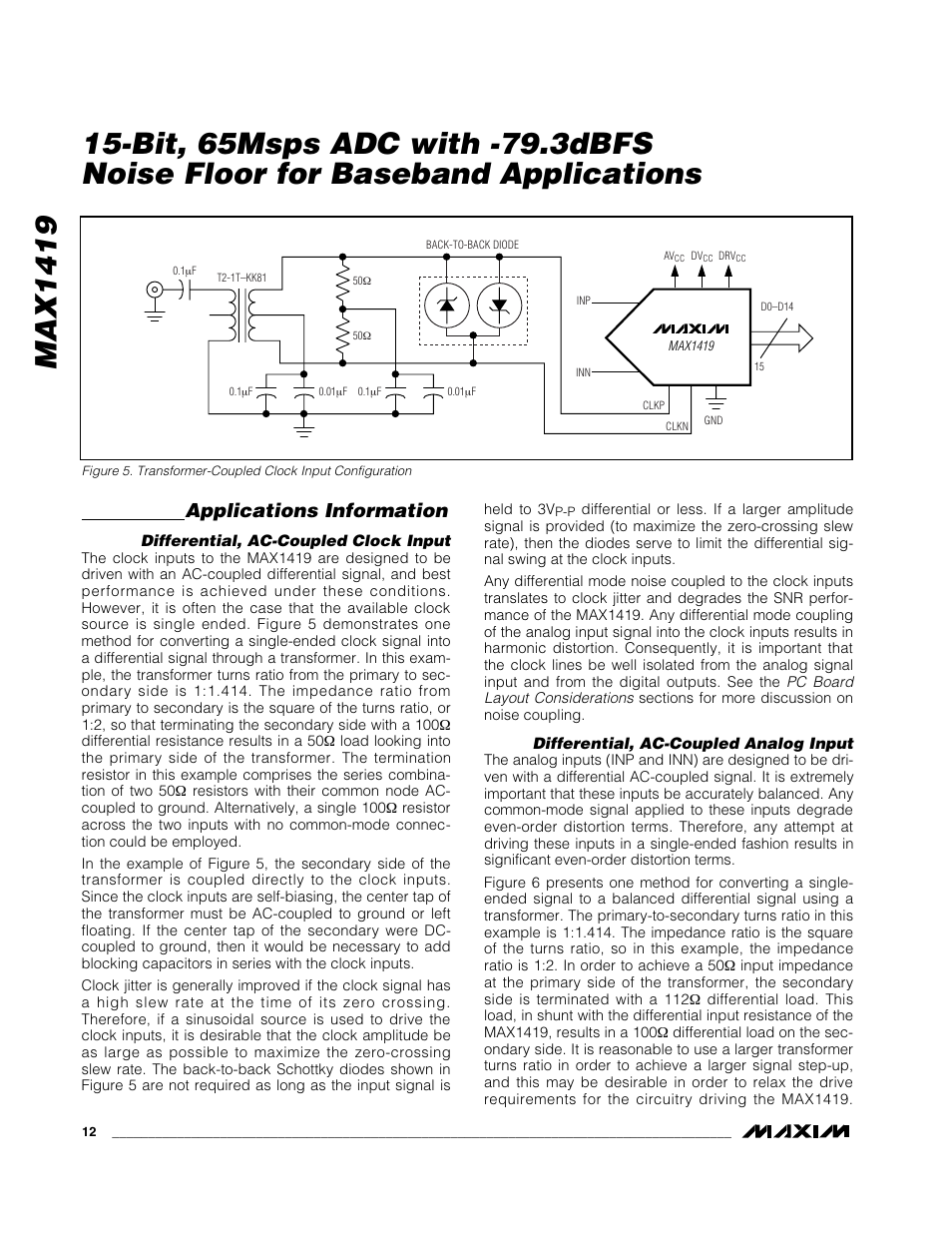 Applications information | Rainbow Electronics MAX1419 User Manual | Page 12 / 18