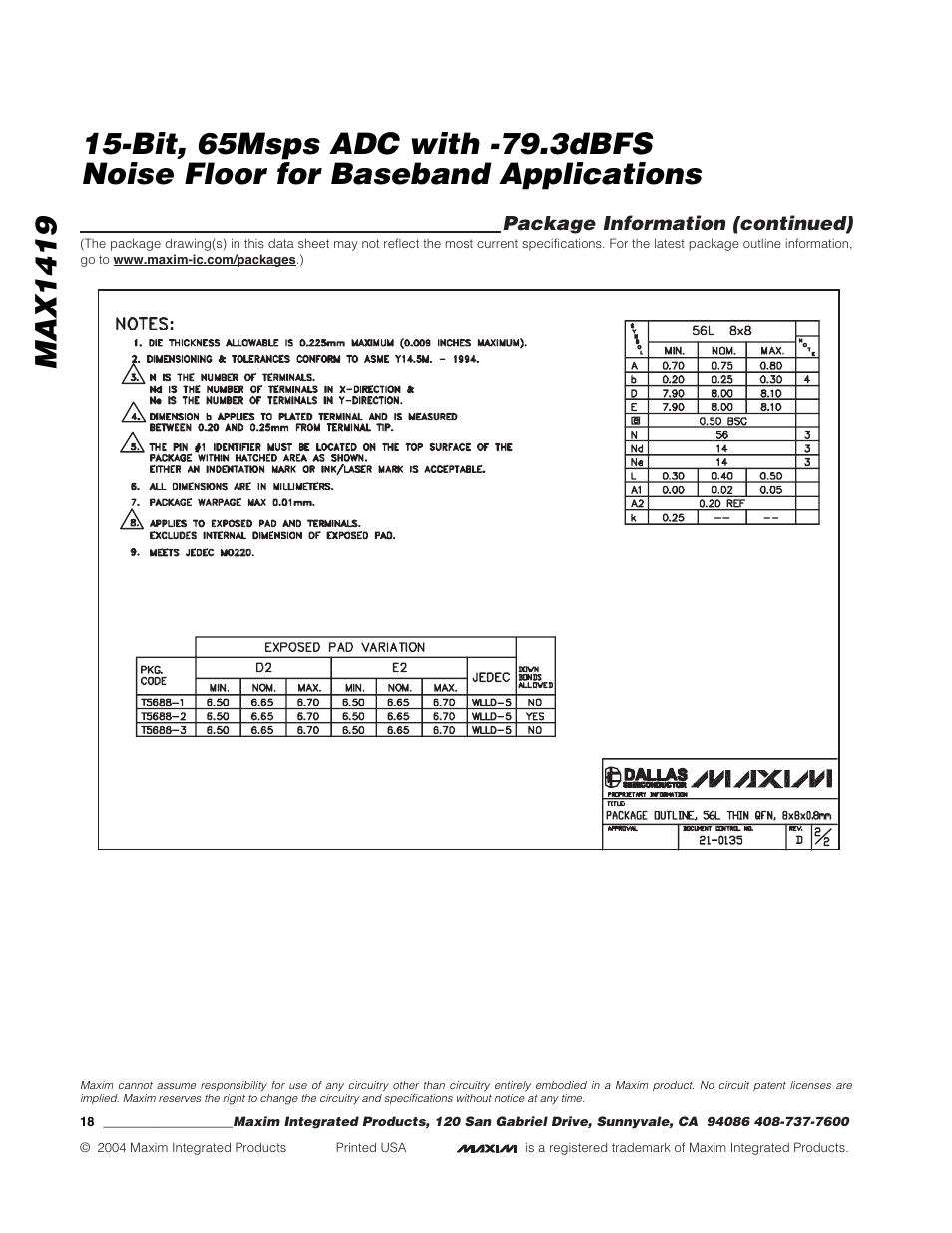 Rainbow Electronics MAX1419 User Manual | Page 18 / 18