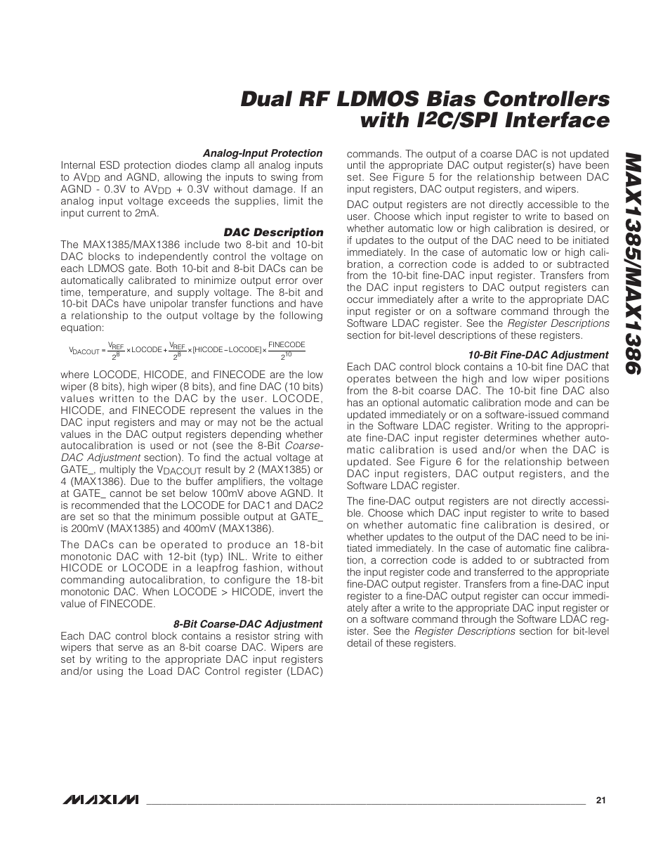C/spi interface | Rainbow Electronics MAX1386 User Manual | Page 21 / 52
