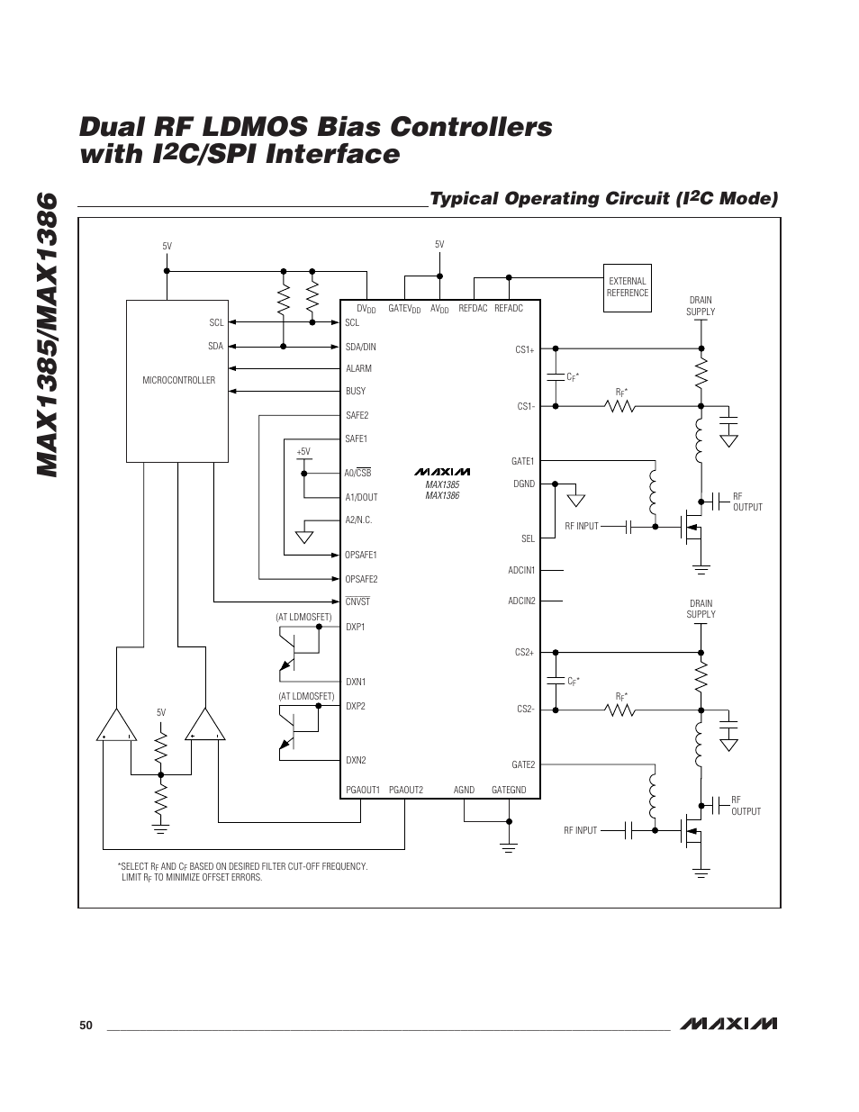 C/spi interface, Typical operating circuit (i, C mode) | Rainbow Electronics MAX1386 User Manual | Page 50 / 52
