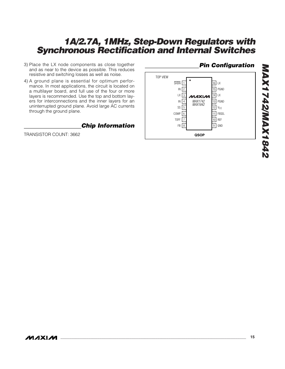 Chip information, Pin configuration | Rainbow Electronics MAX1842 User Manual | Page 15 / 16