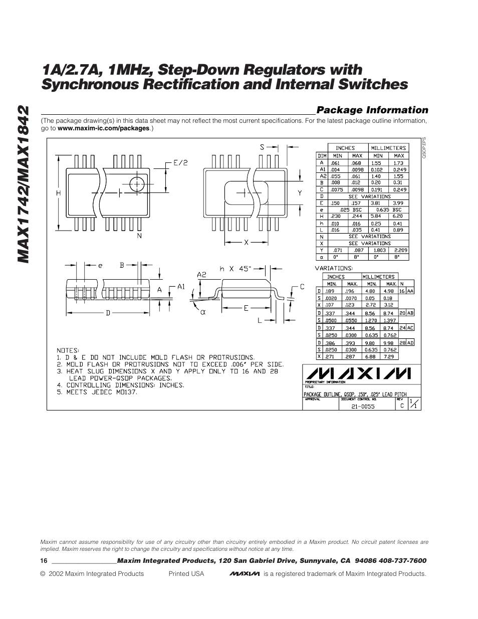 Rainbow Electronics MAX1842 User Manual | Page 16 / 16