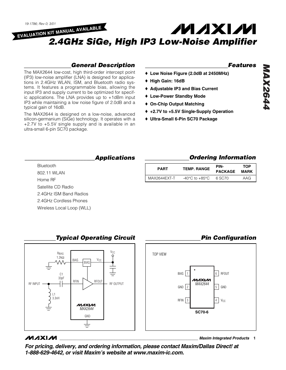 Rainbow Electronics MAX2644 User Manual | 8 pages