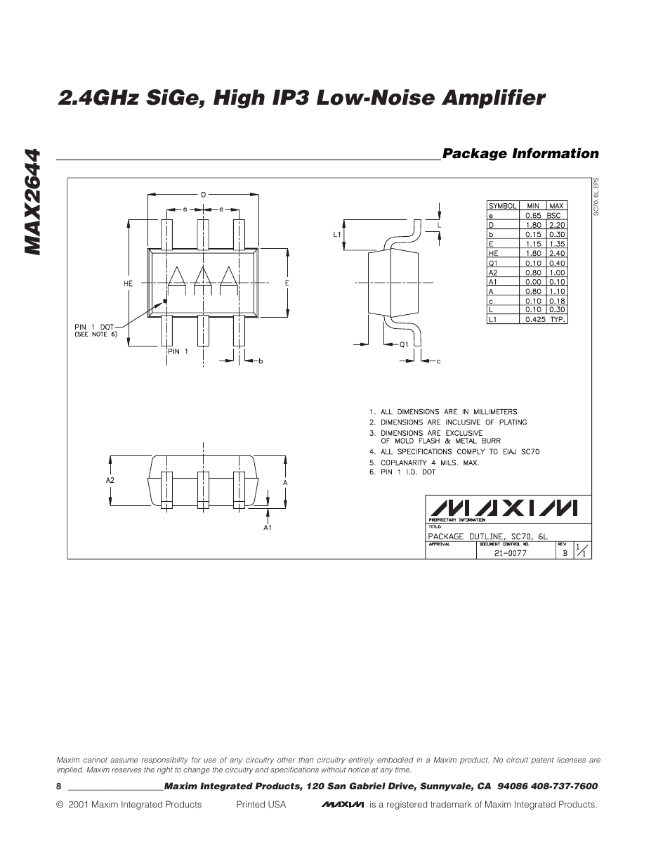 Rainbow Electronics MAX2644 User Manual | Page 8 / 8