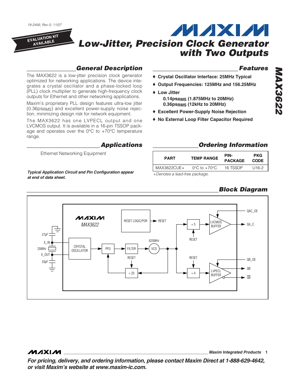 Rainbow Electronics MAX3622 User Manual | 9 pages