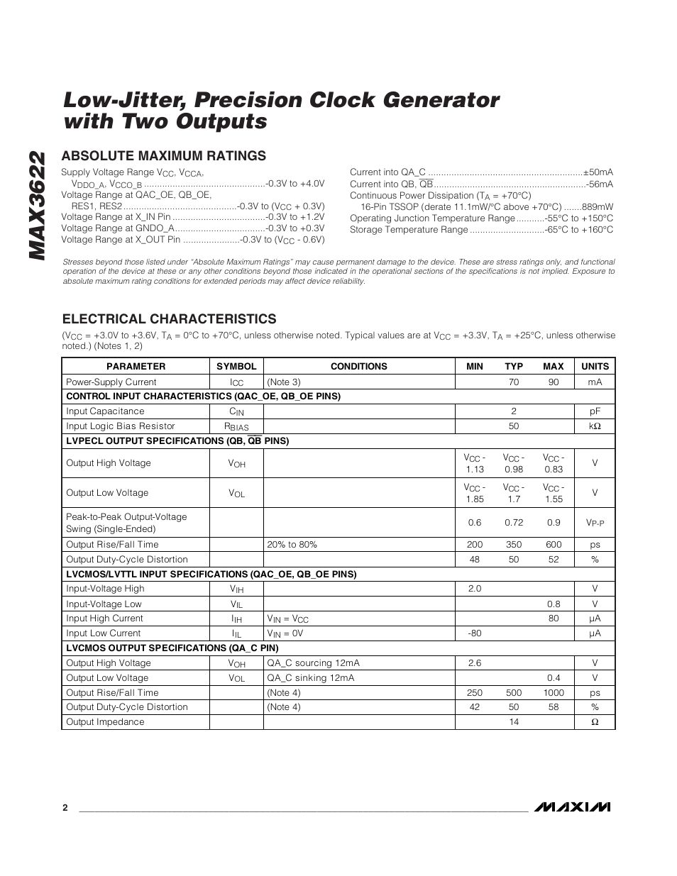 Rainbow Electronics MAX3622 User Manual | Page 2 / 9