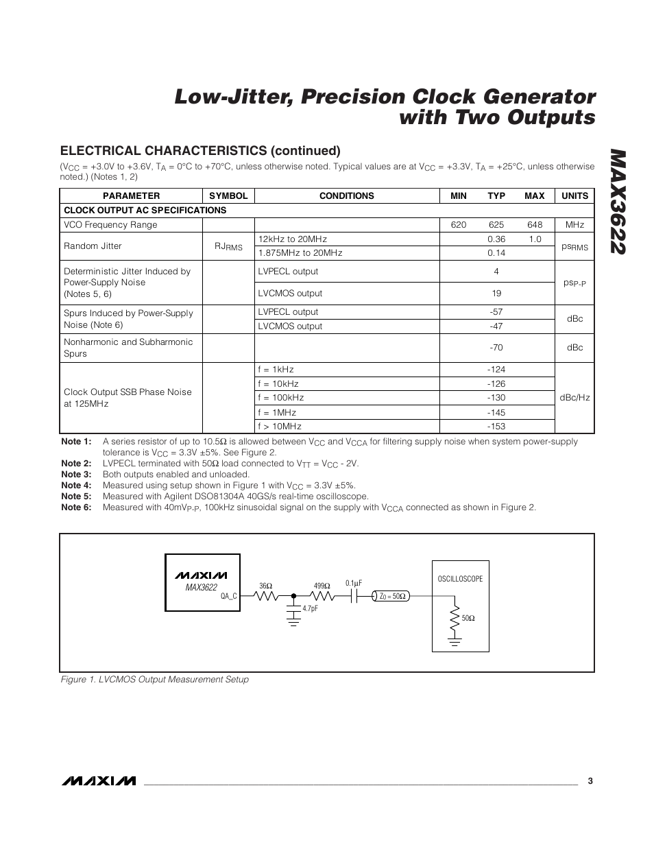 Electrical characteristics (continued) | Rainbow Electronics MAX3622 User Manual | Page 3 / 9