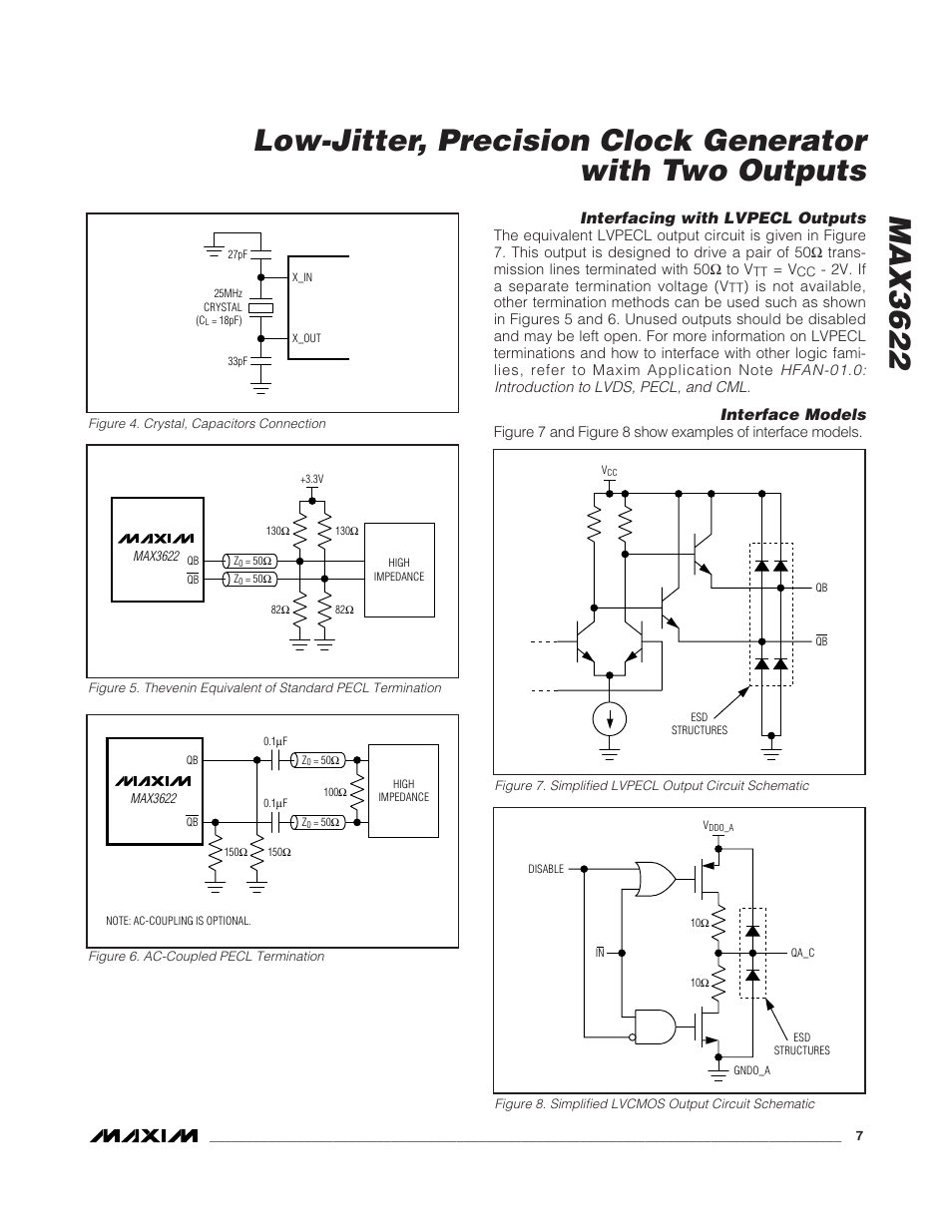 Max3622, Interfacing with lvpecl outputs, Interface models | Rainbow Electronics MAX3622 User Manual | Page 7 / 9