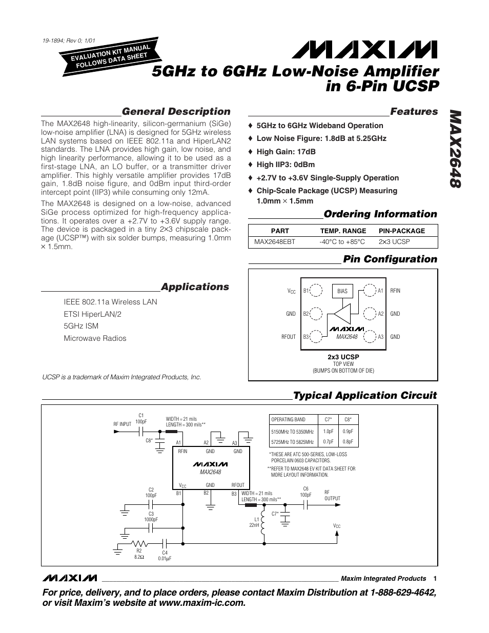 Rainbow Electronics MAX2648 User Manual | 8 pages