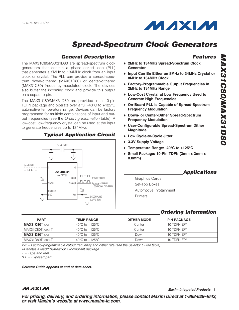 Rainbow Electronics MAX31D80 User Manual | 9 pages