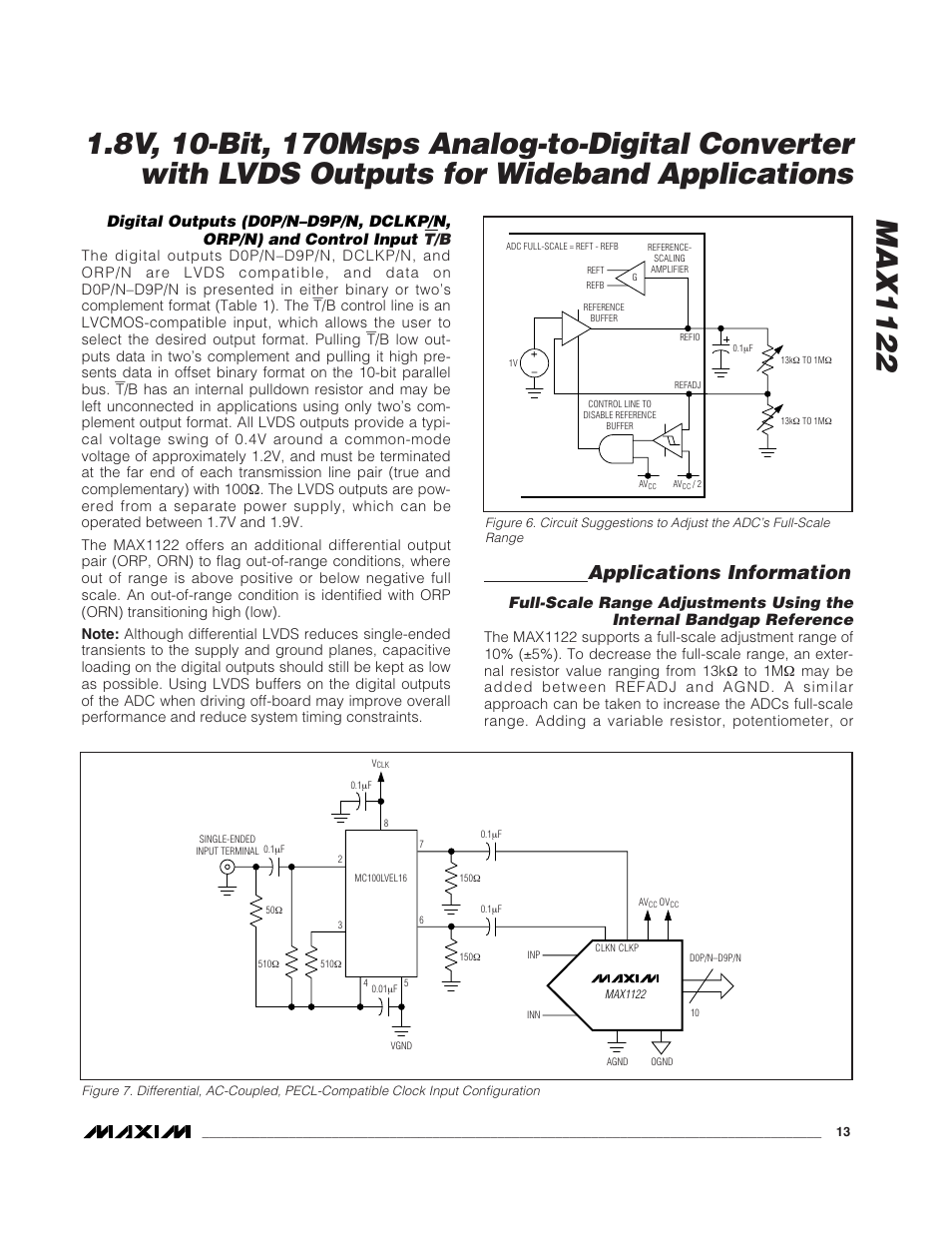 Applications information | Rainbow Electronics MAX1122 User Manual | Page 13 / 17