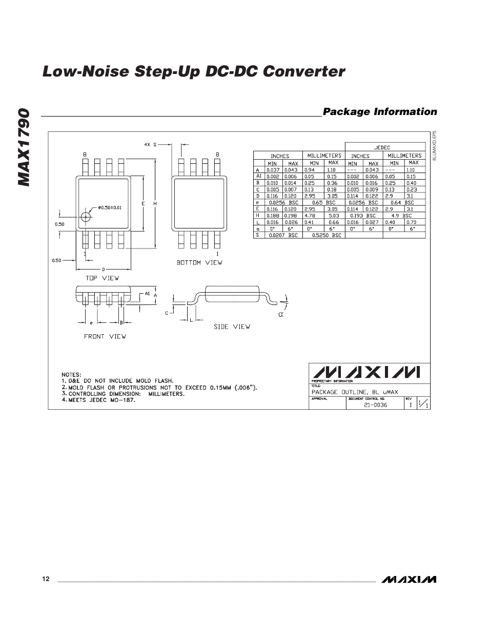 Max1790 low-noise step-up dc-dc converter | Rainbow Electronics MAX1790 User Manual | Page 12 / 12