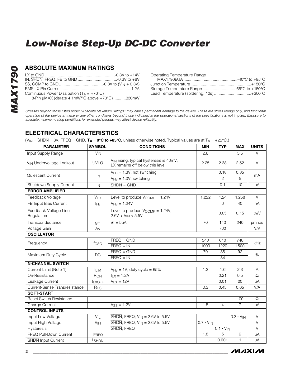 Max1790 low-noise step-up dc-dc converter | Rainbow Electronics MAX1790 User Manual | Page 2 / 12