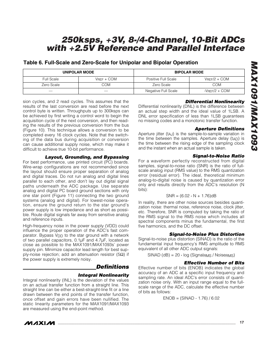 Definitions | Rainbow Electronics MAX1093 User Manual | Page 17 / 20