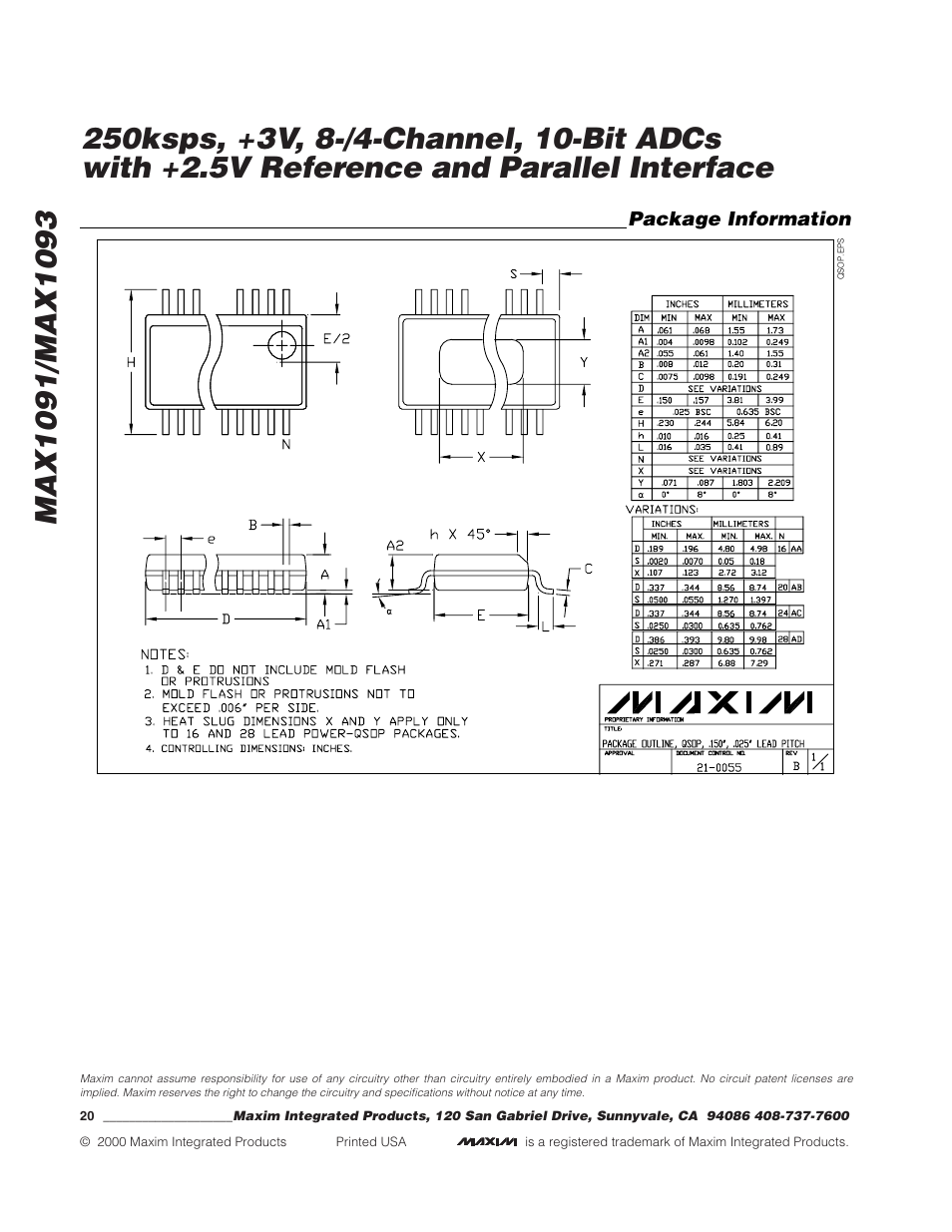 Rainbow Electronics MAX1093 User Manual | Page 20 / 20