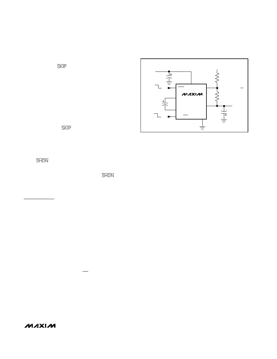 Applications information, Linear mode (constant-frequency mode), Skip mode | Shutdown mode, Resistor selection (output voltage selection), Capacitor selection | Rainbow Electronics MAX1673 User Manual | Page 7 / 8