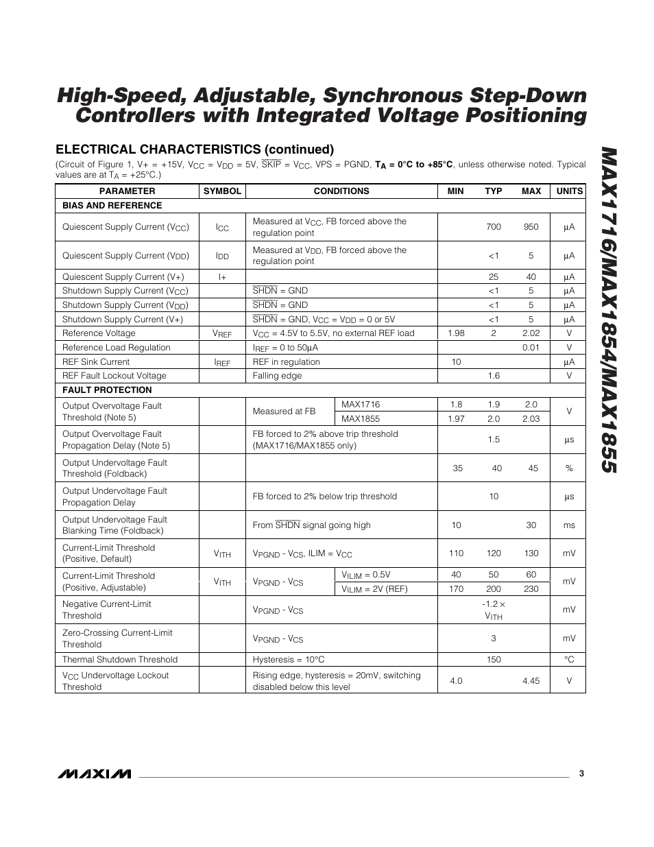 Electrical characteristics (continued) | Rainbow Electronics MAX1855 User Manual | Page 3 / 33