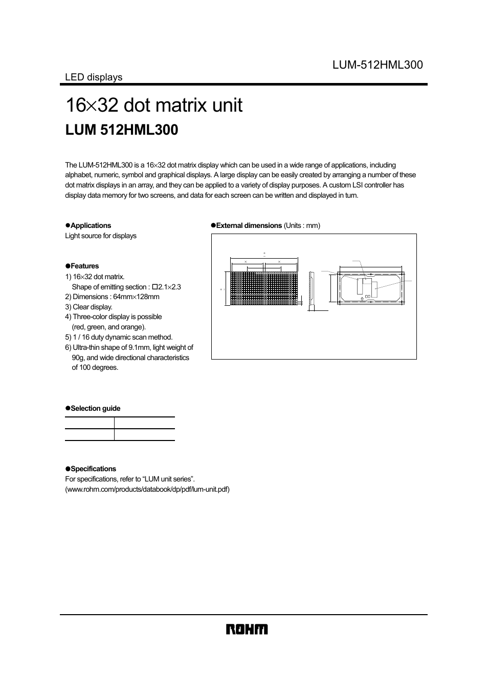 Rainbow Electronics LUM-512HML300 User Manual | 1 page