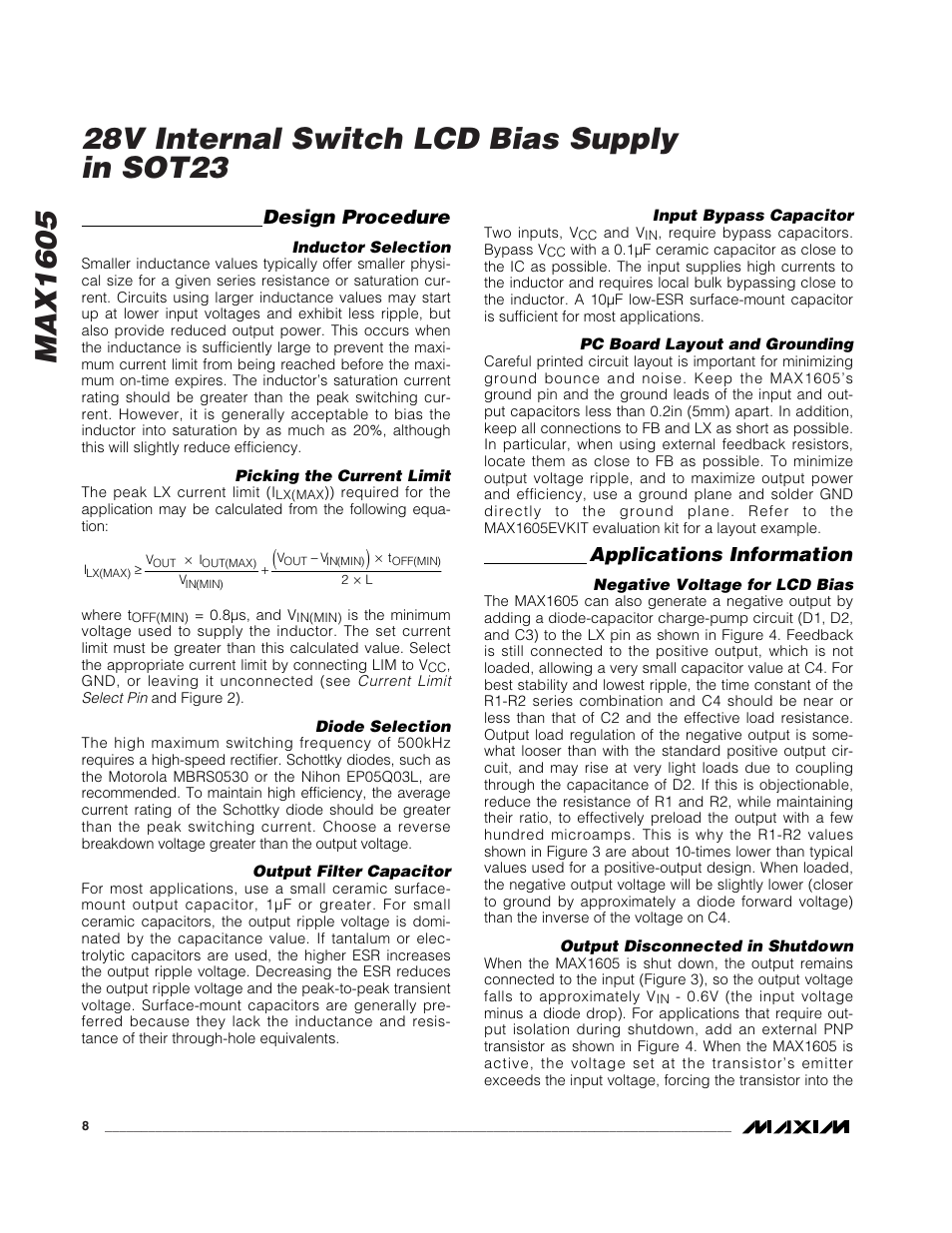 Design procedure, Applications information | Rainbow Electronics MAX758A User Manual | Page 8 / 12