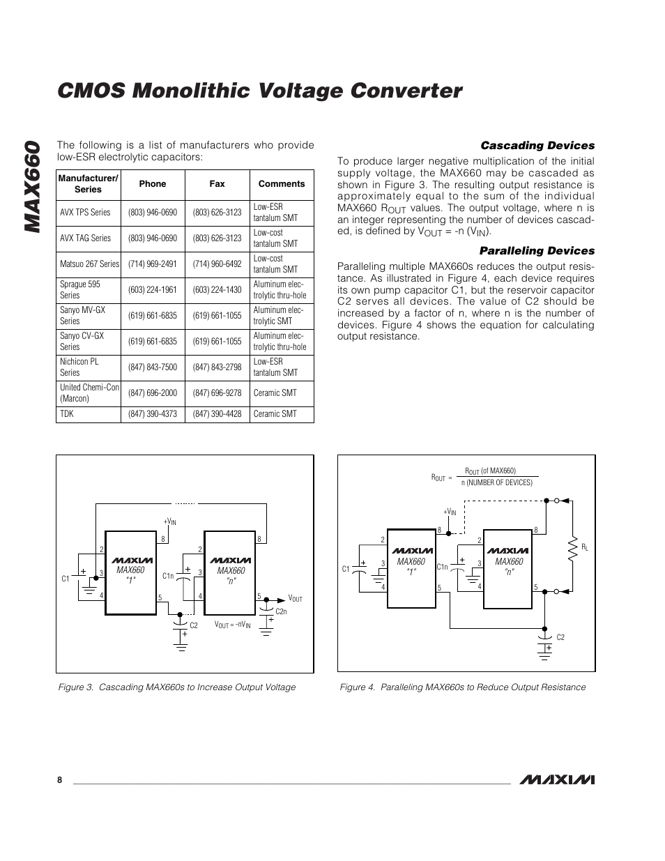 Max660 cmos monolithic voltage converter | Rainbow Electronics MAX660 User Manual | Page 8 / 12